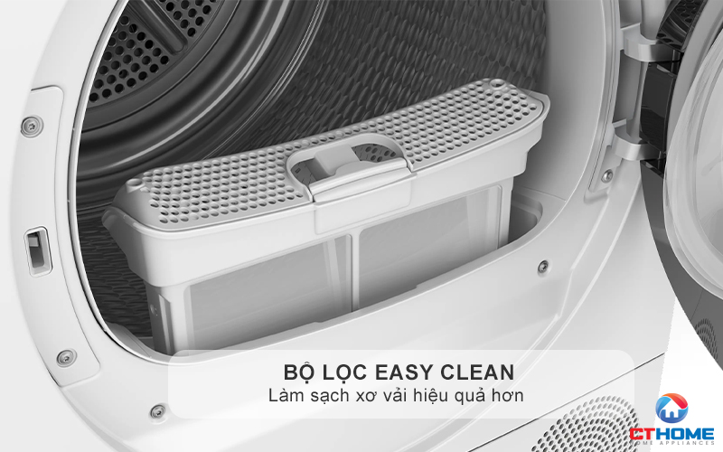 Bộ lọc Easy Clean giúp làm sạch xơ vải hiệu quả hơn 