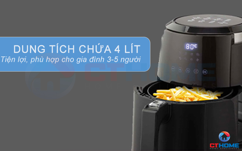 Dung tích nồi chứa lớn 4 Lít phù hợp cho gia đinh từ 3-5 người