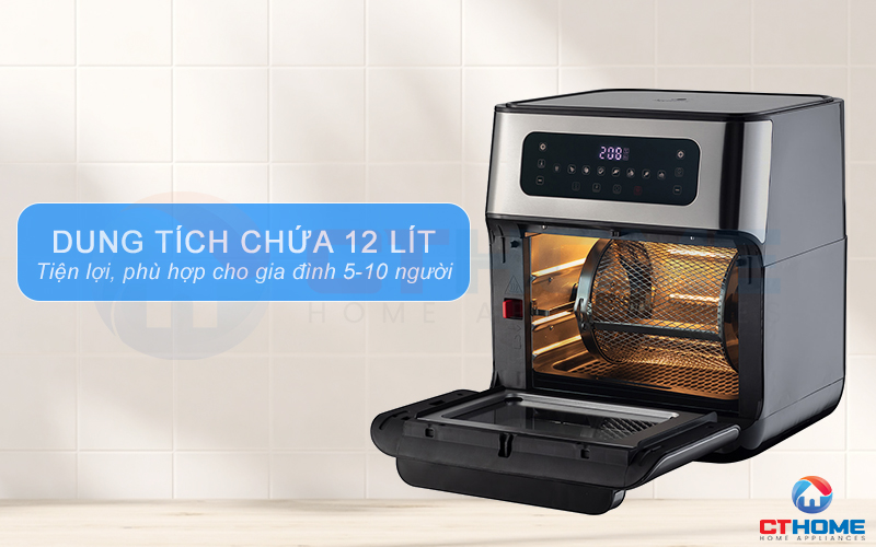 Dung tích nồi chứa lớn 12 Lít phù hợp cho gia đinh từ 5-7 người