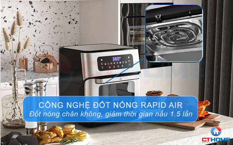 Công nghệ đốt nóng chân không Rapid Air giúp giảm thời gian nấu 1.5 lần so với thông thường