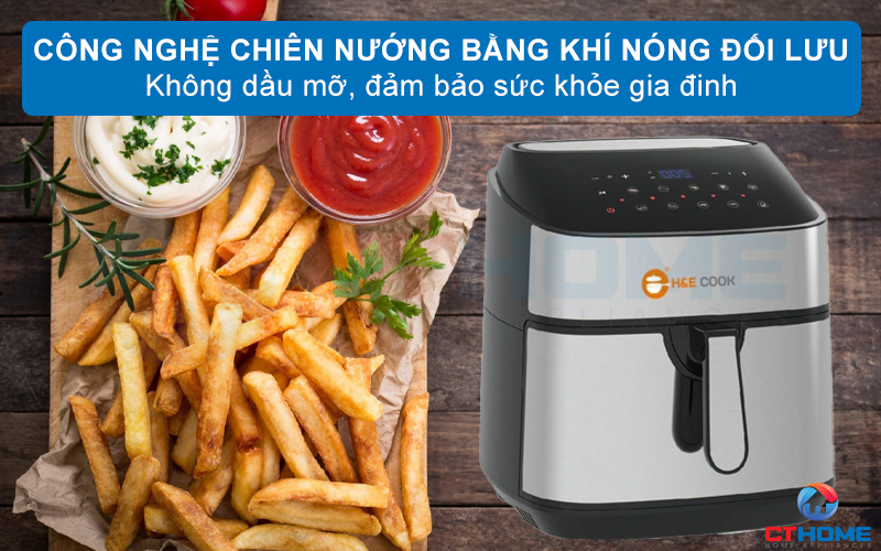 NỒI CHIÊN KHÔNG DẦU H&E COOK HE-AF792D-ST CÔNG SUẤT LỚN 1600W 5