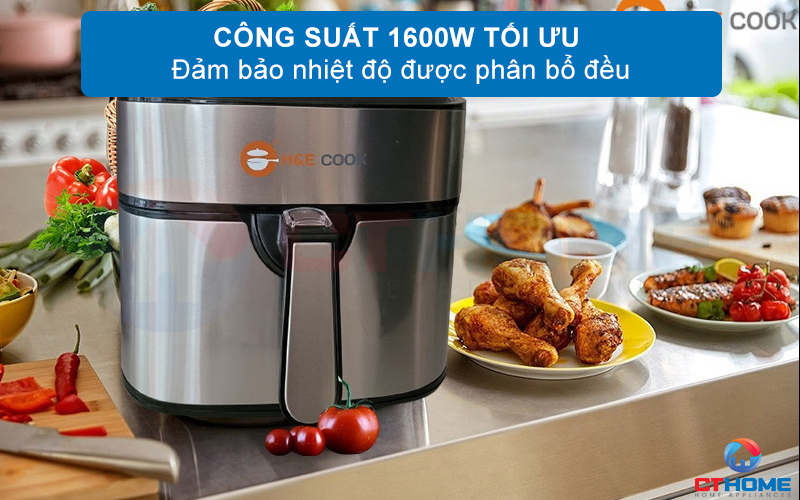 NỒI CHIÊN KHÔNG DẦU H&E COOK HE-AF792D-ST CÔNG SUẤT LỚN 1600W 3