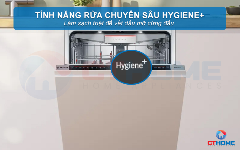 Rửa nước nóng diệt khuẩn bát đĩa với tính năng Hygiene Plus