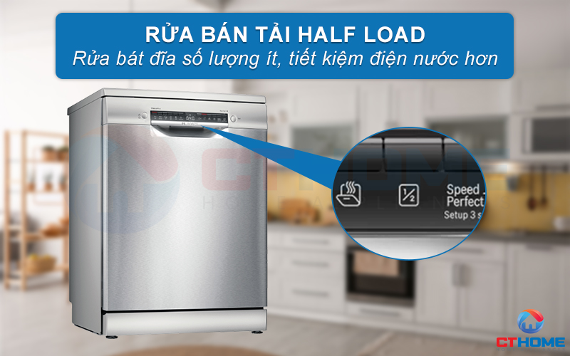 Rửa bát đĩa số lượng ít với chức năng rửa nửa tải Half Load