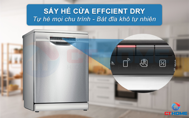 Tính năng sấy hé cửa EfficientDry giúp bát đĩa khô tự nhiên