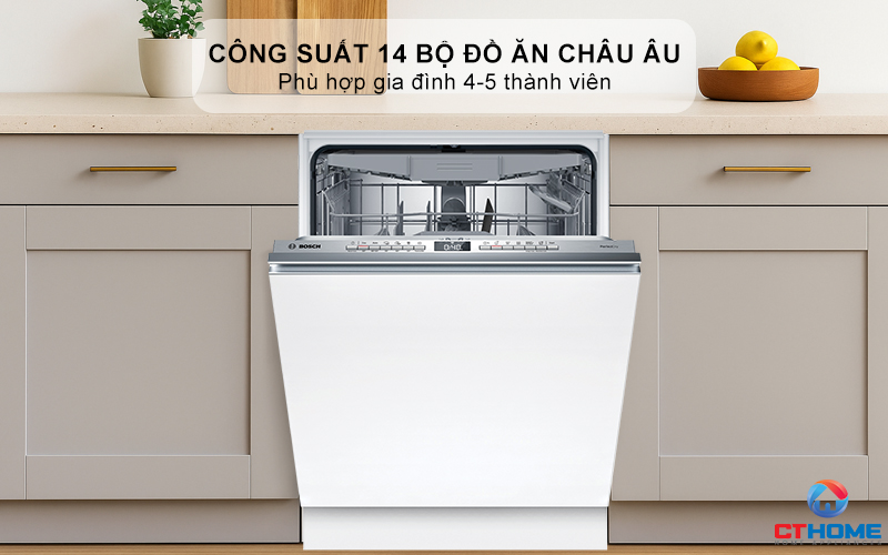 Dung tích lớn, công suất rửa 14 bộ đồ ăn Châu Âu
