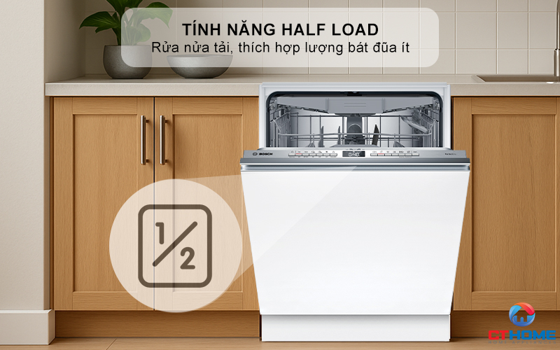 Tính năng rửa nửa tải HalfLoad sử dụng khi lượng bát đĩa ít
