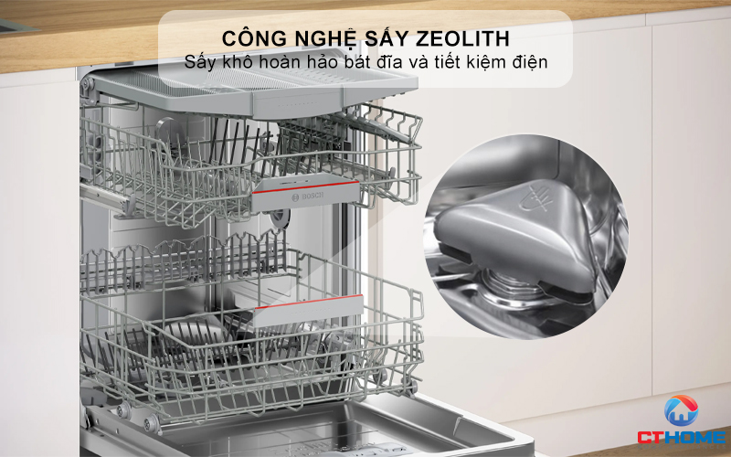 Tích hợp công nghệ sấy ZEOLITH, giúp sấy khô nhanh, sạch khuẩn, tiết kiệm năng lượng