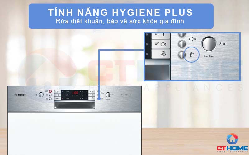 Rửa diệt khuẩn với tính năng Hygiene Plus giúp làm sạch vi khuẩn và nấm mốc