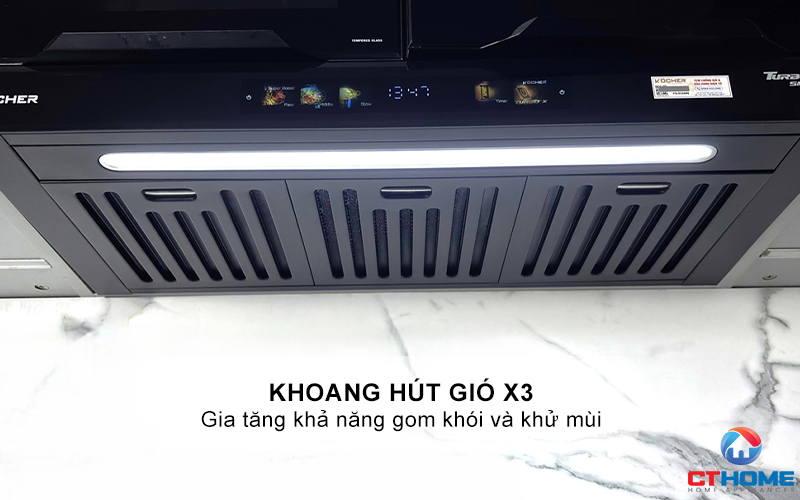 MÁY HÚT MÙI ÂM TỦ KOCHER TURBO X3D-350D NGANG 700MM MÀU ĐEN TURBOX3D350D 4