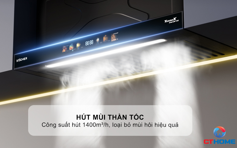 MÁY HÚT MÙI ÂM TỦ KOCHER TURBO X-668D NGANG 700MM MÀU ĐEN TURBOX3D669D 2