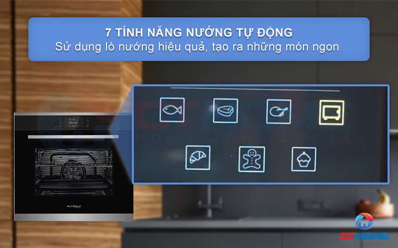 Thiết lập 7 tính năng nướng tự động tiện lợi theo từng thực phẩm