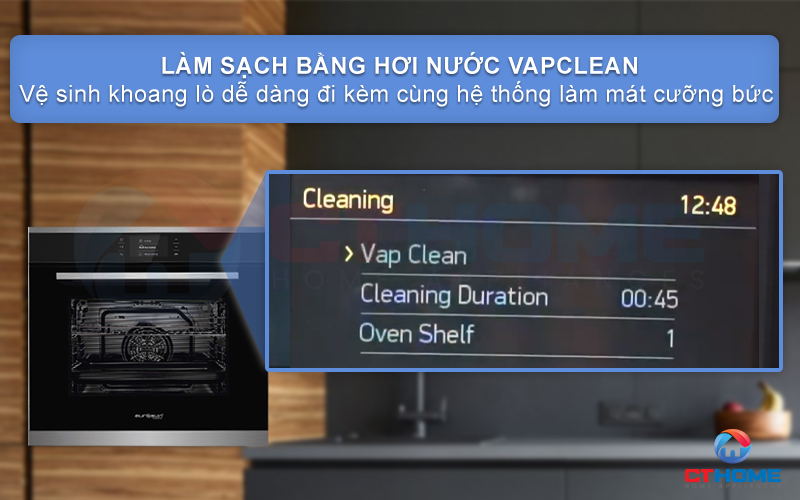 Tính năng làm sạch bằng hơi nước Vap Clean kết hợp cùng hệ thống làm mát cưỡng bức.