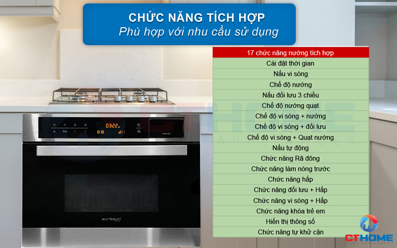 LÒ NƯỚNG TÍCH HỢP LÒ HẤP VÀ VI SÓNG EUROSUN OMS36EG 36L 5
