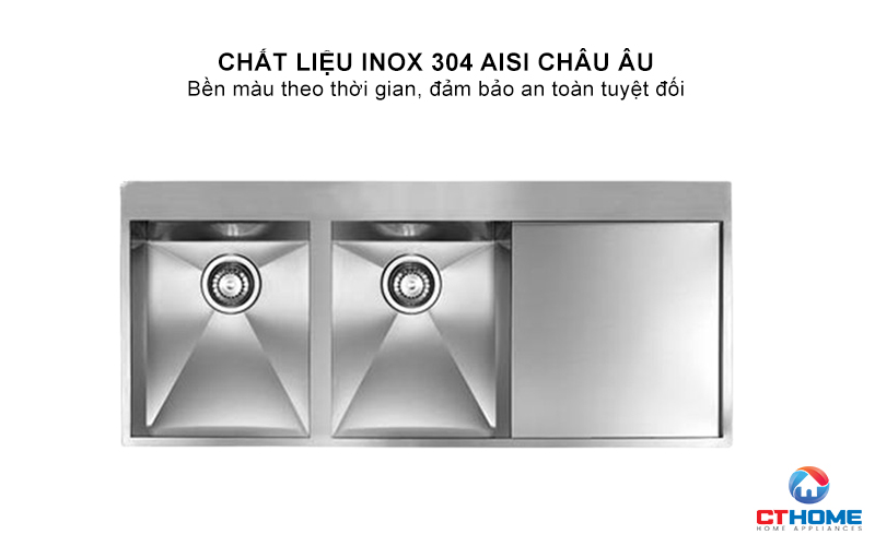 CHẬU RỬA BÁT 2 HỐC RỬA CÓ BÀN CHỜ 012963 FILOQUADRA 012963FILOQUADRA 2