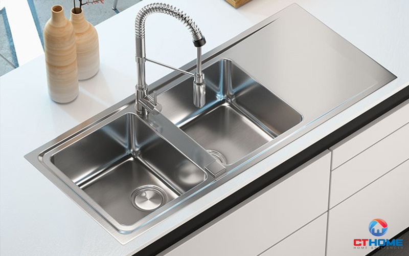 CHẬU RỬA BÁT 2 HỐC RỬA  CÓ BÀN CHỜ 015007 EVOLUZIONE  015007EVOLUZIONE 1