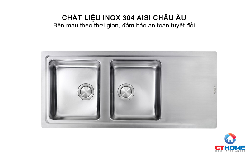 CHẬU RỬA BÁT 2 HỐC RỬA  CÓ BÀN CHỜ 015007 EVOLUZIONE  015007EVOLUZIONE 2