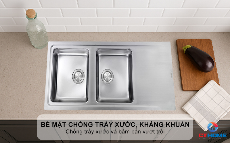 CHẬU RỬA BÁT 2 HỐC RỬA  CÓ BÀN CHỜ 015007 EVOLUZIONE  015007EVOLUZIONE 3