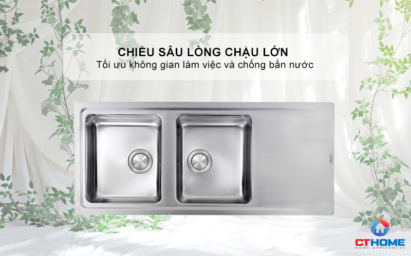 CHẬU RỬA BÁT 2 HỐC RỬA  CÓ BÀN CHỜ 015007 EVOLUZIONE  015007EVOLUZIONE 4