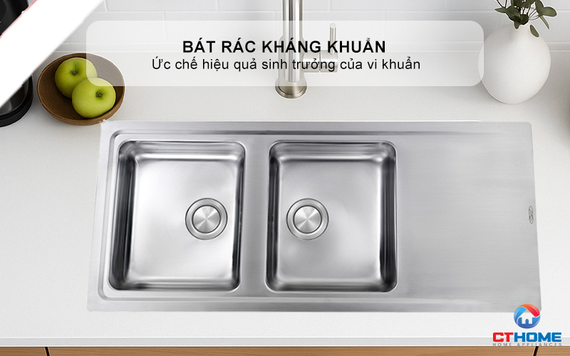 CHẬU RỬA BÁT 2 HỐC RỬA  CÓ BÀN CHỜ 015007 EVOLUZIONE  015007EVOLUZIONE 7