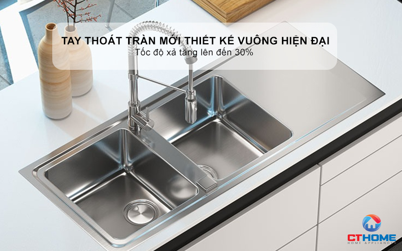 CHẬU RỬA BÁT 2 HỐC RỬA  CÓ BÀN CHỜ 015007 EVOLUZIONE  015007EVOLUZIONE 8