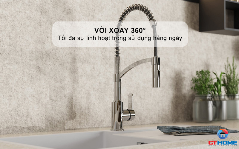 VÒI RỬA BÁT WK 3 KITCHEN FAUCET CHROME WITH SPIRAL SPRING - 700550  WK3KITCHENFAUCETCHROMEWITHSPIRALSPRING700550 5