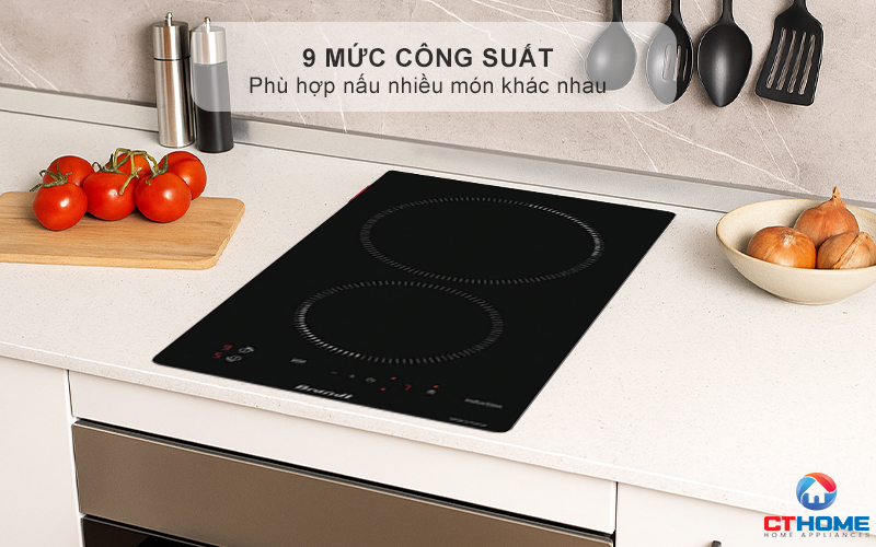 BẾP TỪ DOMINO 2 VÙNG NẤU BRANDT BPI1621UB 3700W MÀU ĐEN 4