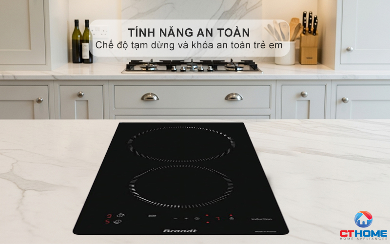 BẾP TỪ DOMINO 2 VÙNG NẤU BRANDT BPI1621UB 3700W MÀU ĐEN 7