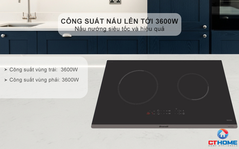 BẾP TỪ 2 VÙNG NẤU BRANDT BPI272UBL 3600W MÀU ĐEN 3