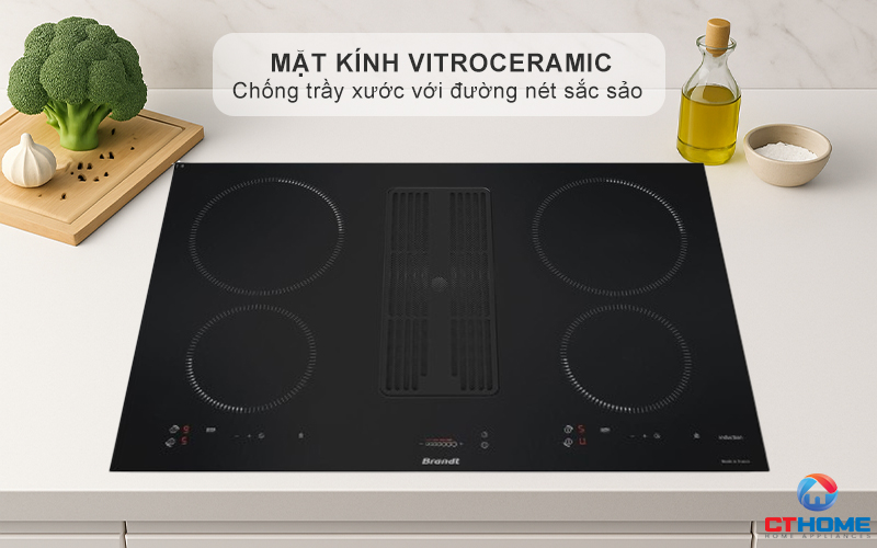 BẾP TỪ 4 VÙNG NẤU TÍCH HỢP HÚT MÙI BRANDT BPI384BH 7400W MÀU ĐEN 2