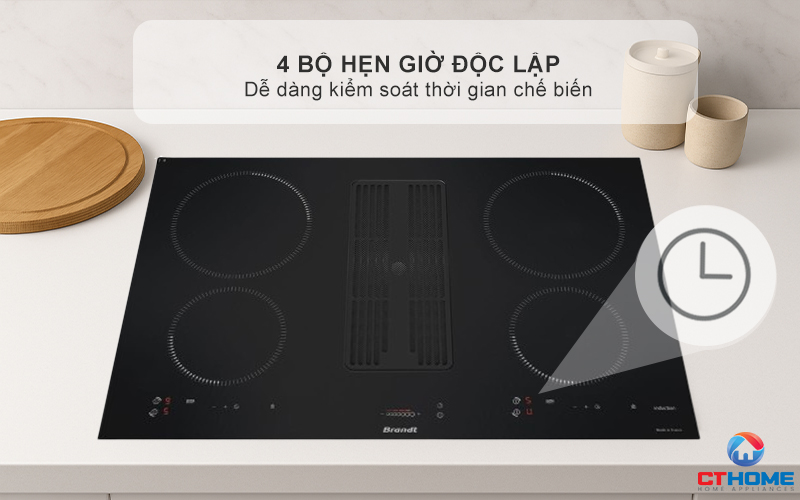 BẾP TỪ 4 VÙNG NẤU TÍCH HỢP HÚT MÙI BRANDT BPI384BH 7400W MÀU ĐEN 6