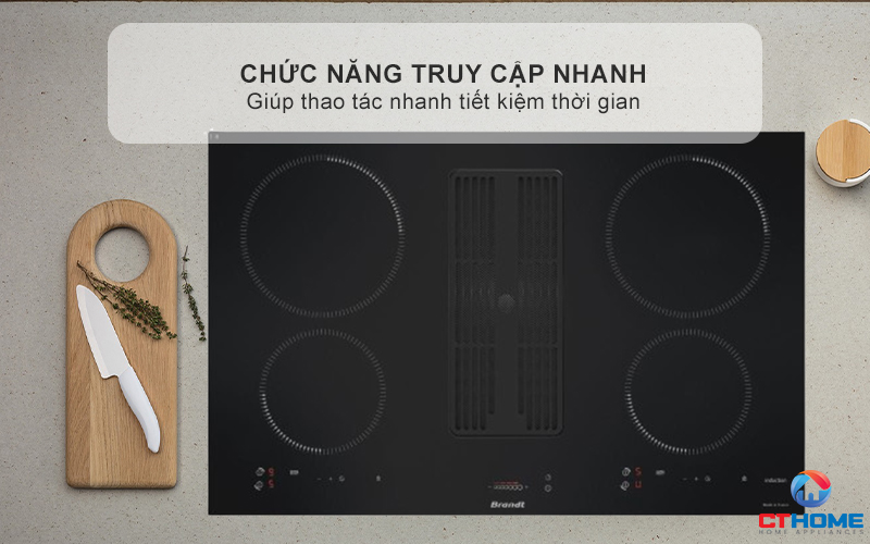 BẾP TỪ 4 VÙNG NẤU TÍCH HỢP HÚT MÙI BRANDT BPI384BH 7400W MÀU ĐEN 7