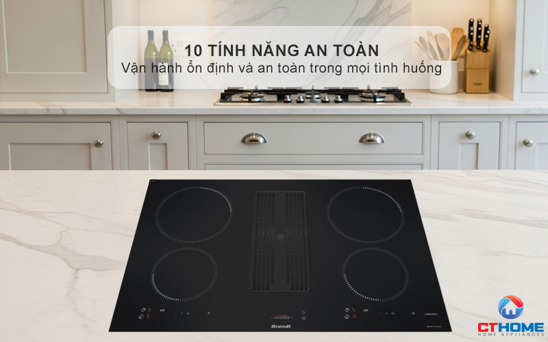 BẾP TỪ 4 VÙNG NẤU TÍCH HỢP HÚT MÙI BRANDT BPI384BH 7400W MÀU ĐEN 8
