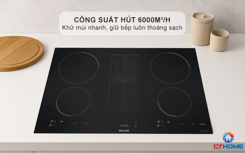 BẾP TỪ 4 VÙNG NẤU TÍCH HỢP HÚT MÙI BRANDT BPI384BH 7400W MÀU ĐEN 9