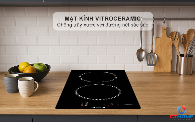 BẾP TỪ DOMINO 2 VÙNG NẤU BRANDT BPI6210B 3600W MÀU ĐEN 2