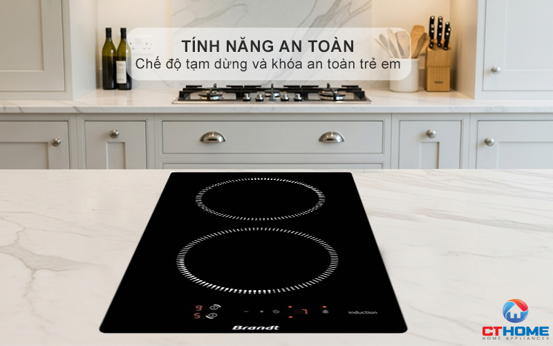 BẾP TỪ DOMINO 2 VÙNG NẤU BRANDT BPI6210B 3600W MÀU ĐEN 7