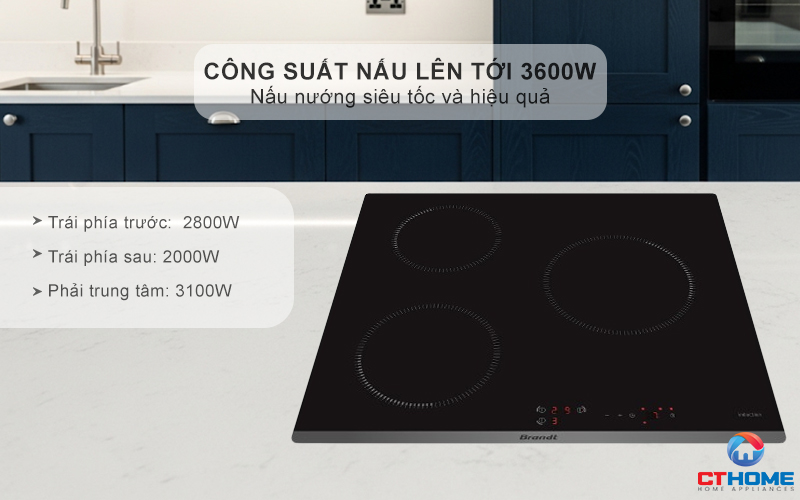 BẾP TỪ 3 VÙNG NẤU BRANDT BPI6309B 3600W MÀU ĐEN 3