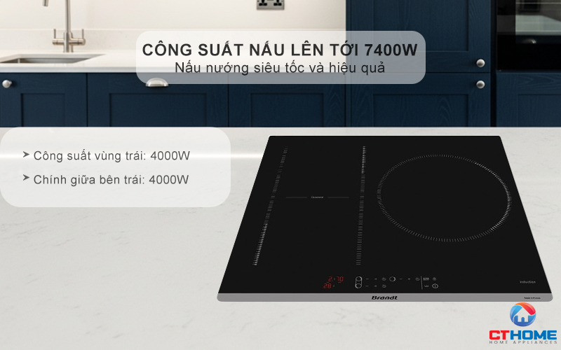 BẾP TỪ 3 VÙNG NẤU BRANDT BPI163DUB 7400W MÀU ĐEN 3