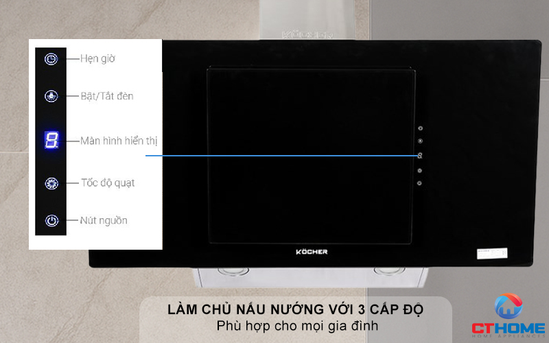 MÁY HÚT MÙI VÁT KÍNH KOCHER  K-2080V NGANG 900MM K2080V 6