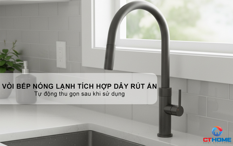 VÒI RỬA BÁT DÂY RÚT KONOX LASI GUN METAL  LASIGUNMETAL 3