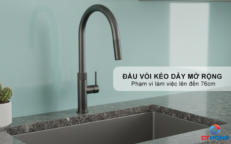 VÒI RỬA BÁT DÂY RÚT KONOX LASI GUN METAL  LASIGUNMETAL 5
