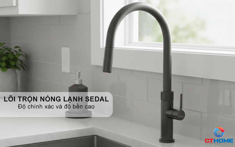 VÒI RỬA BÁT DÂY RÚT KONOX LASI GUN METAL  LASIGUNMETAL 8