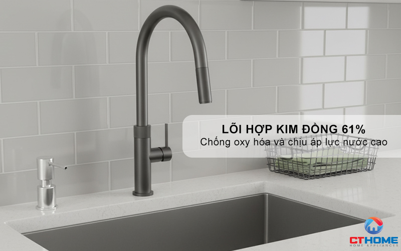 VÒI RỬA BÁT DÂY RÚT KONOX LASI GUN METAL  LASIGUNMETAL 9