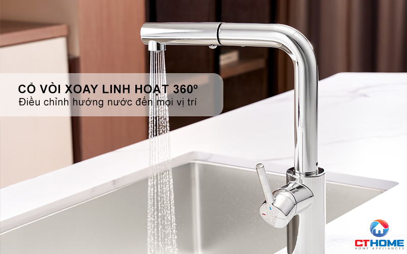 VÒI RỬA BÁT DÂY RÚT KONOX VIRA CHROME  KONOXVIRACHROME 6