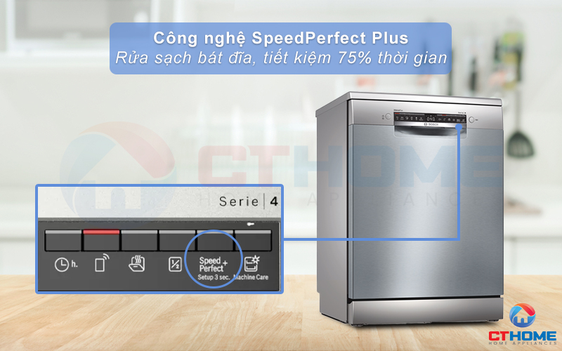 Tính năng SpeedPerfect Plus tiết kiệm đến 75% thời gian rửa.