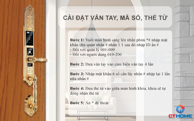 KHÓA CỬA ĐIỆN TỬ AVOLOCK AC 999F MẠ VÀNG 24K, NHẬN DIỆN VÂN TAY, KHUÔN MẶT AC999F 4