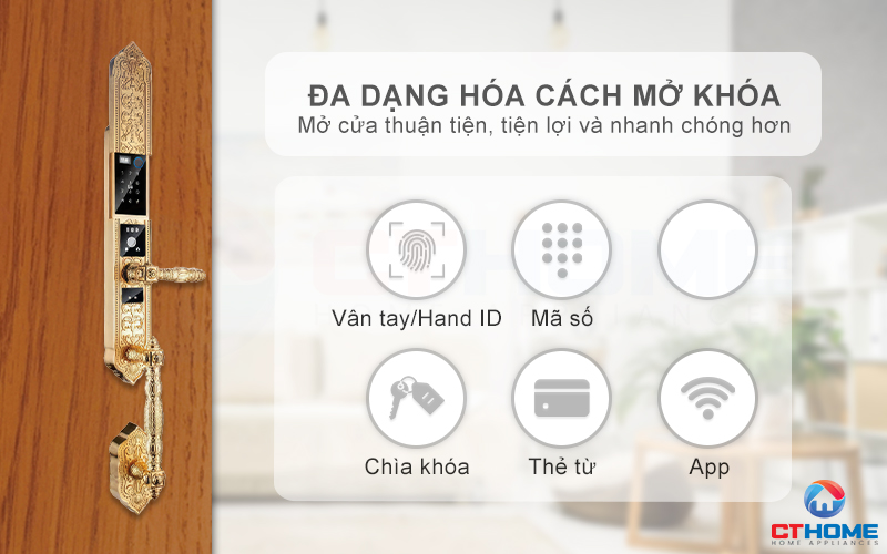 KHÓA CỬA ĐIỆN TỬ AVOLOCK AC 999F MẠ VÀNG 24K, NHẬN DIỆN VÂN TAY, KHUÔN MẶT AC999F 7