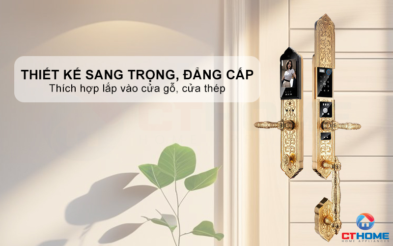 KHÓA CỬA ĐIỆN TỬ AVOLOCK AC 999F MẠ VÀNG 24K, NHẬN DIỆN VÂN TAY, KHUÔN MẶT AC999F 1