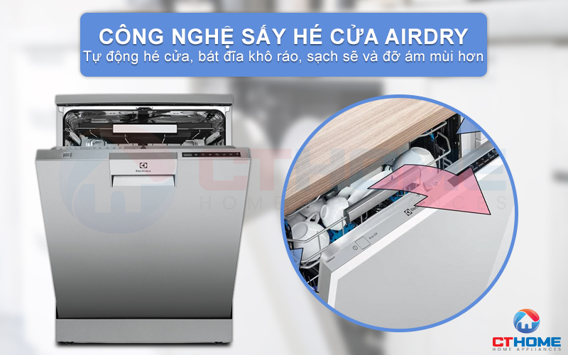 Sấy khô hiệu quả gấp 3 lần với sấy hé cửa tự động AirDry 