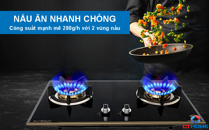 Nấu ăn nhanh chóng với 2 vùng nấu có công suất 280g/h